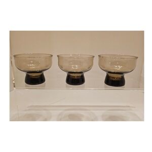 Vintage Smoky Brown Glass Sherbet Anchor Hocking Tivoli Set of 3 MCM 5in